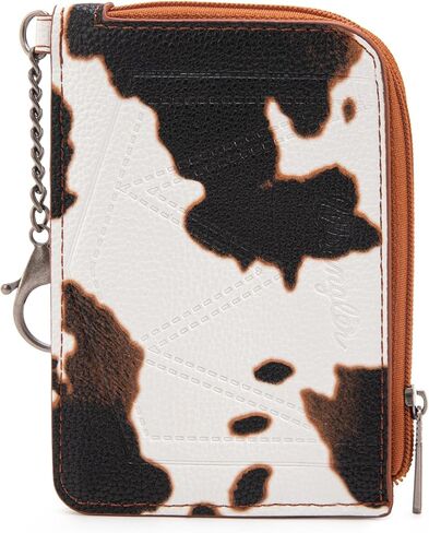 Montana West Wrangler Cow Print Credit Card Holder Cute Keychain Wallet with A Zipper Pocket in Saudi Arabia