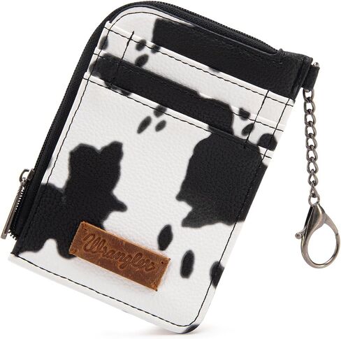 Montana West Wrangler Cow Print Credit Card Holder Cute Keychain Wallet with A Zipper Pocket in Saudi Arabia