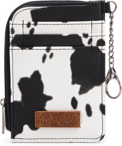 Montana West Wrangler Cow Print Credit Card Holder Cute Keychain Wallet with A Zipper Pocket in Saudi Arabia