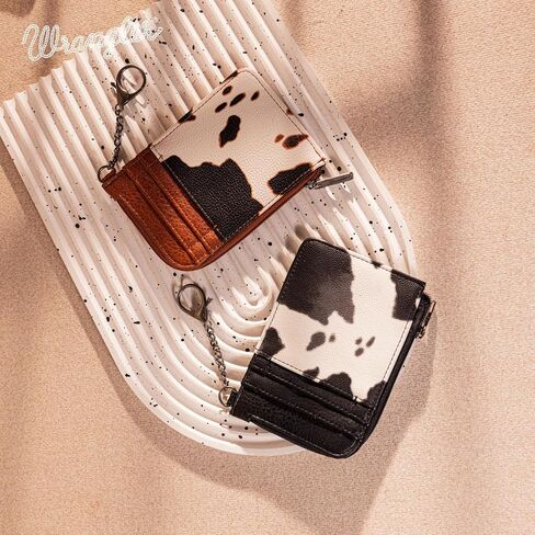 Montana West Wrangler Cow Print Print Card Card Wallet Cute Keychain Wallet مع جيب سحاب in Saudi Arabia