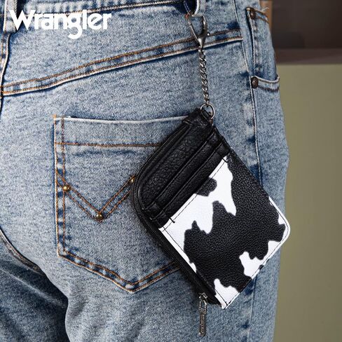 Montana West Wrangler Cow Print Print Card Card Wallet Cute Keychain Wallet مع جيب سحاب in Saudi Arabia