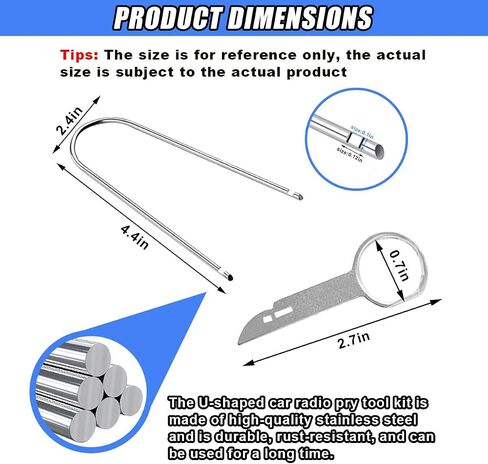 4pcs Car Radio Radio Tool Tool Tool ، أداة إصدار Stereo Auto Stereo على شكل حرف U الصلب ، مفتاح Radio Car Universal لتفكيك معظم محول تردد صوت CD DVD (أداة ومفتاح على شكل حرف U) in Kuwait