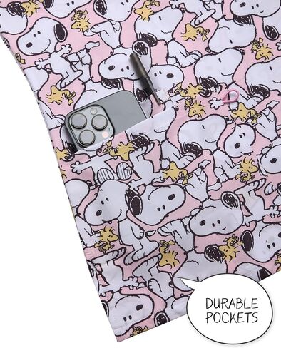 COCO BRANDS Womens Scrub Tops - Peanuts Snoopy Short Sleeve V-Neck Medical Uniform Scrubs for Women (Sizes: S-XXL) in Saudi Arabia