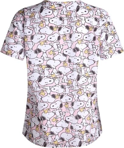 COCO BRANDS Womens Scrub Tops - Peanuts Snoopy Short Sleeve V-Neck Medical Uniform Scrubs for Women (Sizes: S-XXL) in Saudi Arabia