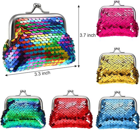 Frienda 12 Packs Sequin Coin محافظ تغيير محفظة عكس ترتر محافظ المصغرة أكياس الترتر الملونة للنساء الحفلات لصالح in Saudi Arabia