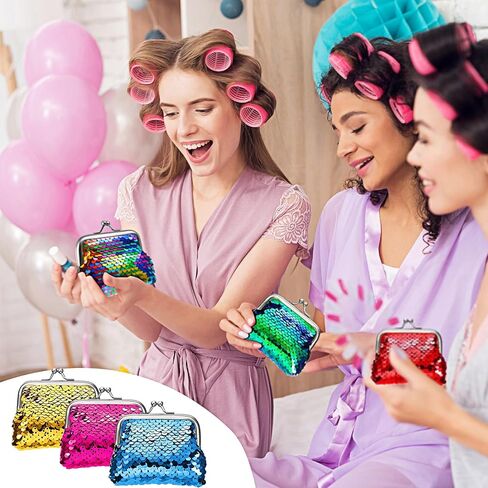 Frienda 12 Packs Sequin Coin محافظ تغيير محفظة عكس ترتر محافظ المصغرة أكياس الترتر الملونة للنساء الحفلات لصالح in Saudi Arabia