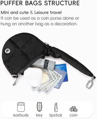 Westbronco Super Mini Coin Pouch Nylon Equilted Wristlet For Women Tiny Puster Puffer Bass ، حقيبة يد صغيرة in Kuwait