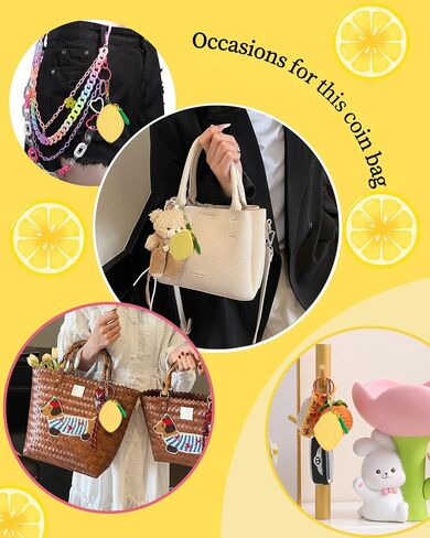 محفظة محفظة Lemon Coin Coin Charm مع سلسلة مفاتيح ، حقيبة عملة فاكهة لطيفة مع سستة ، محفظة سحر كيس الفاكهة المصغرة للنساء (الليمون ، الأصفر) in Saudi Arabia