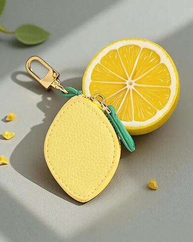 محفظة محفظة Lemon Coin Coin Charm مع سلسلة مفاتيح ، حقيبة عملة فاكهة لطيفة مع سستة ، محفظة سحر كيس الفاكهة المصغرة للنساء (الليمون ، الأصفر) in Saudi Arabia