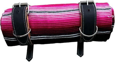 MOTORCYCLE BELT WITH BLANKET, BLANKET HOLDER, BIKER, MEXICAN,HAND MADE, REAL LEATHER, INCLUDES SARAPE, MOTORCYCLE, BIKE, BIKER, BRIGHT PINK in Saudi Arabia
