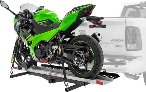 Black Widow Motorcycle Hitch Carrier Heavy Duty Steel and Aluminum Extra Long 6FT Loading Ramp 600 lb. Capacity Anti-Rattle Included Fits 2" Receiver in Saudi Arabia