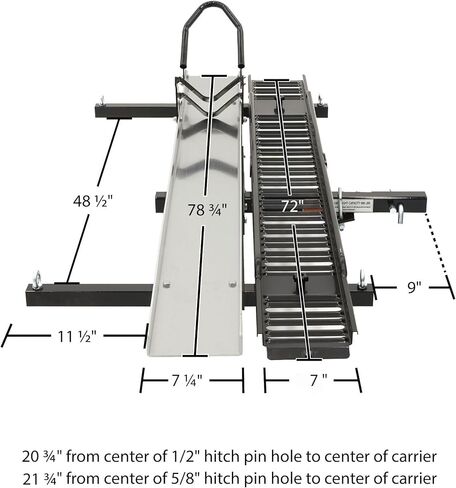Black Widow Motorcycle Hitch Carrier Heavy Duty Steel and Aluminum Extra Long 6FT Loading Ramp 600 lb. Capacity Anti-Rattle Included Fits 2" Receiver in Saudi Arabia