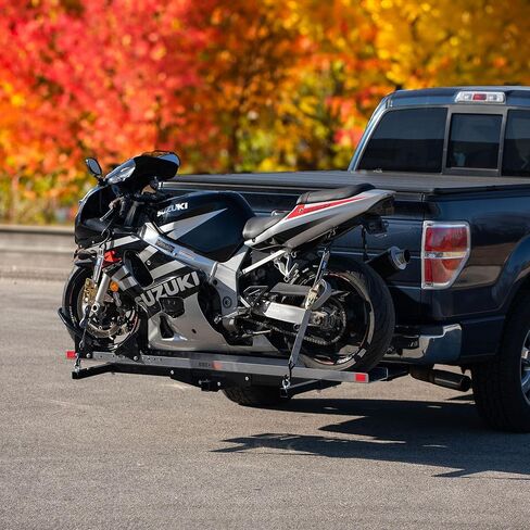 Black Widow Motorcycle Hitch Carrier Heavy Duty Steel and Aluminum Extra Long 6FT Loading Ramp 600 lb. Capacity Anti-Rattle Included Fits 2" Receiver in Saudi Arabia