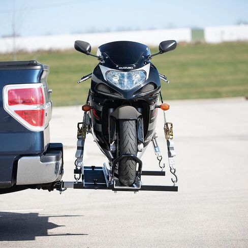 Black Widow Motorcycle Hitch Carrier Heavy Duty Steel and Aluminum Extra Long 6FT Loading Ramp 600 lb. Capacity Anti-Rattle Included Fits 2" Receiver in Saudi Arabia