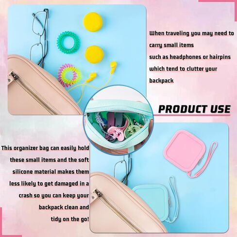 6 Pcs Silicone Bobby Pin Case, Small Travel Jewelry Organizer, Waterproof Zipper Pouches, Travel Tie Case, Mini Coin Pouch, Silicone Zipper Bag for Women Girls (Multicolored) in Saudi Arabia