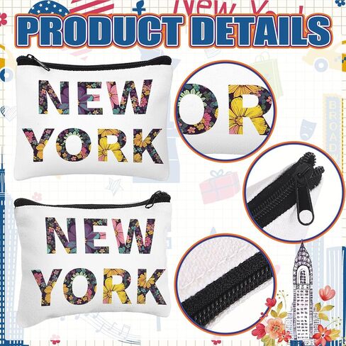 32 Pcs New York Souvenirs NYC Gifts NY Souvenirs USA Souvenirs Small Canvas Coin Purse Cute Change Purse Zipper Coin Pouch Mini Coin Bag Tiny Pouch for Women Traveler Birthday Gifts in Saudi Arabia
