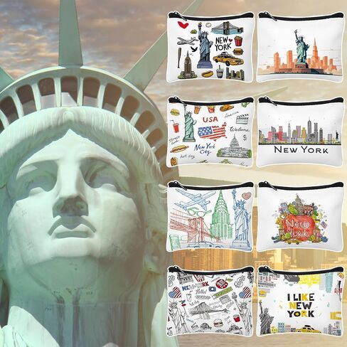 32 Pcs New York Souvenirs NYC Gifts NY Souvenirs USA Souvenirs Small Canvas Coin Purse Cute Change Purse Zipper Coin Pouch Mini Coin Bag Tiny Pouch for Women Traveler Birthday Gifts in Saudi Arabia