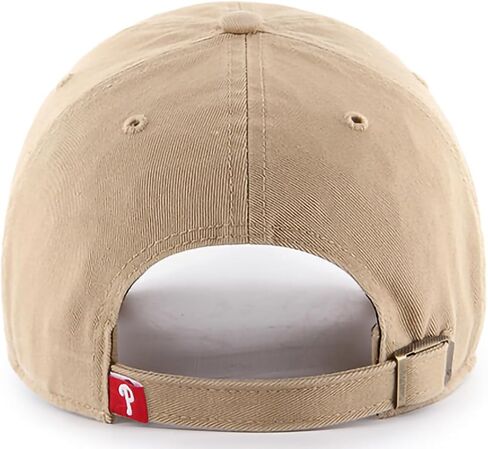 47 MLB Khaki White Primary Logo Clean Up Adjustable Strap Hat Cap, Adult One Size Fits All (Atlanta Braves) in Saudi Arabia