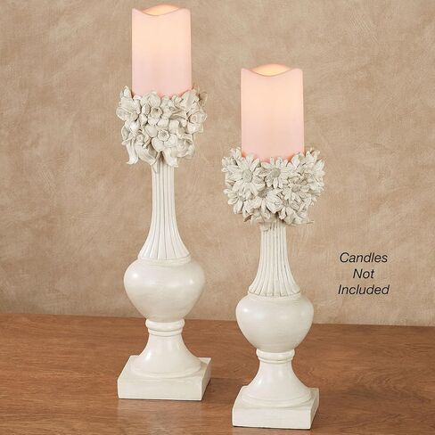 حاملات شموع على شكل جرة زهور أنيقة من زهور الأقحوان والنرجس باللون العاجي مع رمادي داكن، مجموعة من 2 in Kuwait