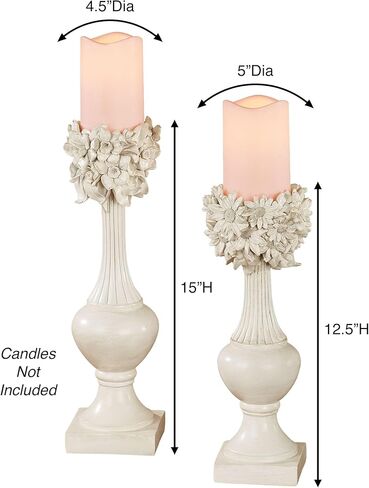 حاملات شموع على شكل جرة زهور أنيقة من زهور الأقحوان والنرجس باللون العاجي مع رمادي داكن، مجموعة من 2 in Kuwait