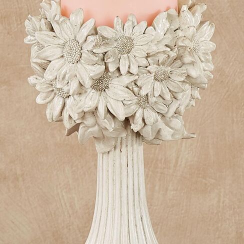 حاملات شموع على شكل جرة زهور أنيقة من زهور الأقحوان والنرجس باللون العاجي مع رمادي داكن، مجموعة من 2 in Kuwait