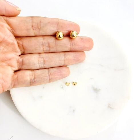 Authentic 10K Solid Yellow Gold Ball Post Earrings, 10K Real Gold Stud Earrings, 5 Different Sizes. in Saudi Arabia