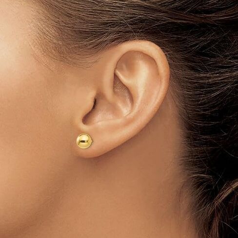 Authentic 10K Solid Yellow Gold Ball Post Earrings, 10K Real Gold Stud Earrings, 5 Different Sizes. in Saudi Arabia