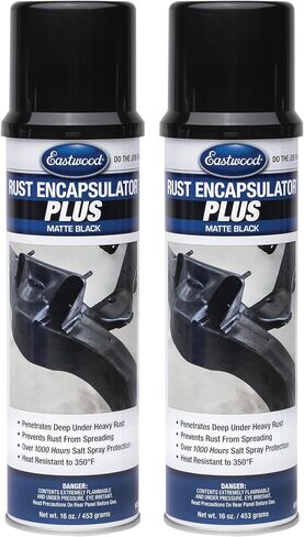 Eastwood Matte Black Rust Encapsulator plus | النهاية المتينة طويلة المتينة 1 معطف السيارات الحد الأقصى للحماية من الصدأ | مقاومة الحرارة تصل إلى 350 درجة فهرنهايت | 16 أوقية. الهباء الجوي | 1 حزمة in Kuwait