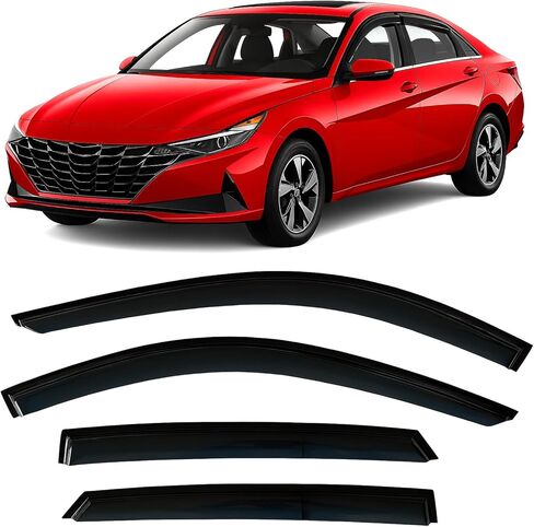 2017-2020 Tape-on Side Window Deflector Visors for Hyundai Elantra SE SEL Value ECO Limited Sport Black Tinted Rain Guards 2018 2019 in Kuwait