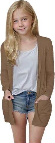 Teen Girls Long Cardigan Kids 2025 Fall Lightweight Long Sleeve Open Front Knit Sweater with Pocket Little Girl Loose Clothes in Kuwait
