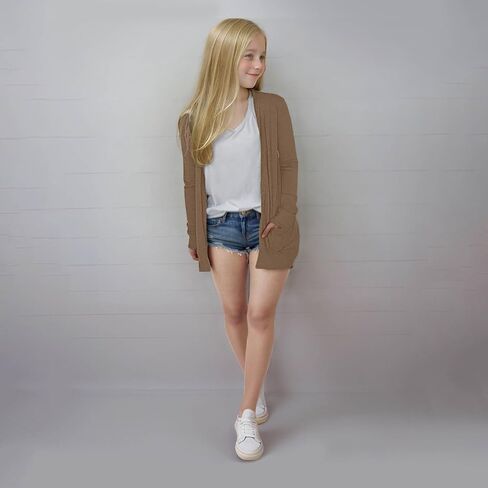 Teen Girls Long Cardigan Kids 2025 Fall Lightweight Long Sleeve Open Front Knit Sweater with Pocket Little Girl Loose Clothes in Kuwait