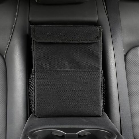 Car Garbage can with lid Leak Proof Vehicle Trash Can 3 Storage Pockets Hanging Waterproof car Trash Bag for SUV Black in Saudi Arabia