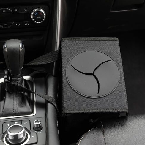 Car Garbage can with lid Leak Proof Vehicle Trash Can 3 Storage Pockets Hanging Waterproof car Trash Bag for SUV Black in Saudi Arabia