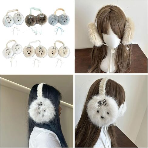 فطائر الأذن كرتون Bowknot للطقس البارد جميل الأذن الواقية من الأذن دافئة قابلة للطي للارتداء اليومي in Kuwait