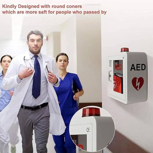 خزانة تخزين مزيل الرجفان AED PVC النافذة الشفافة الإسعافات الأولية في الخزانة المحفوفة بالانسداد والمواد القابلة للتعديل في مجال الطوارئ في المنزل والمكتب والمكان العام ، الأصفر in Kuwait
