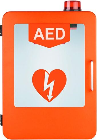 خزانة تخزين مزيل الرجفان AED PVC النافذة الشفافة الإسعافات الأولية في الخزانة المحفوفة بالانسداد والمواد القابلة للتعديل في مجال الطوارئ في المنزل والمكتب والمكان العام ، الأصفر in Kuwait