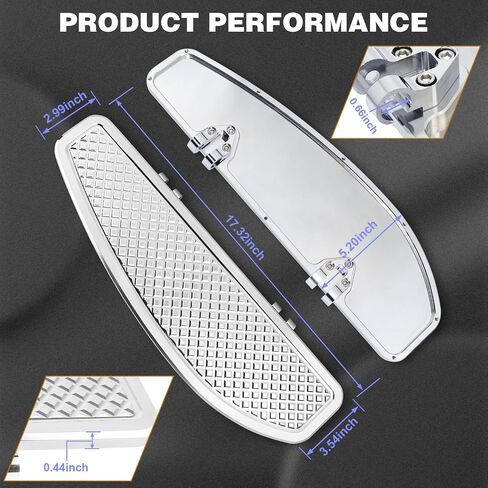 مضاد للانزلاق Chrome Rider Rider Footboards foot for Harley Touring/Road King/Road Glide/Street Glide/Electra Glide/Ultra 1986-2023 ، Softail 1986-2017 in Kuwait