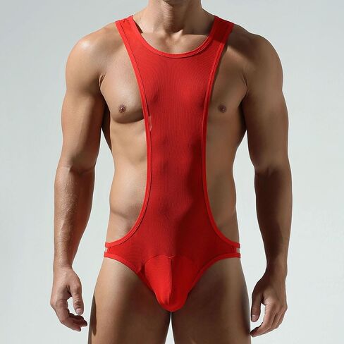 Jockmail Men's Sexy Youtard Bodysuit ثونغ معلقة رقبة متكاملة بذلة ملابس داخلية ثونغ ملابس السباحة الداخلية in Saudi Arabia