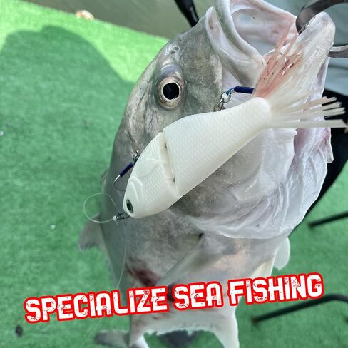 HADORAM Lure Slow Sinking Glide Bait with Fur Tail Lifelike Fishing Tackle for Trout Shad Bass Musky in Saudi Arabia