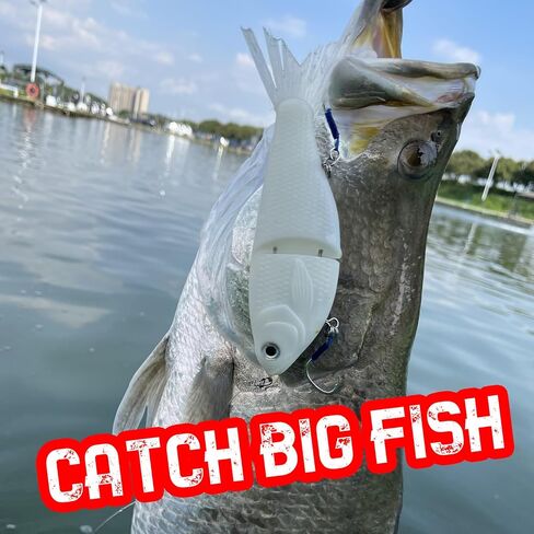 HADORAM Lure Slow Sinking Glide Bait with Fur Tail Lifelike Fishing Tackle for Trout Shad Bass Musky in Saudi Arabia