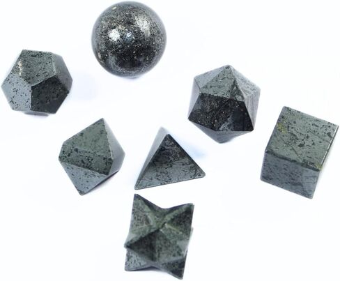 Women's Wow A++ Crystal Quartz 7 Stones Sacred Geometry Sets Gemstone Platonic Solid Top Grade Quality Merkaba Star W/ Velvet Pouch Attractive Cleansing Life Vitality Healing Chakra in Kuwait