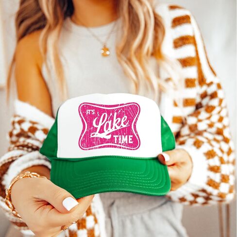 إنه Lake Time Summer Classic 5 لوحة Foam Foam Mesh Mesh Snap Backer Trucker Hat in Kuwait