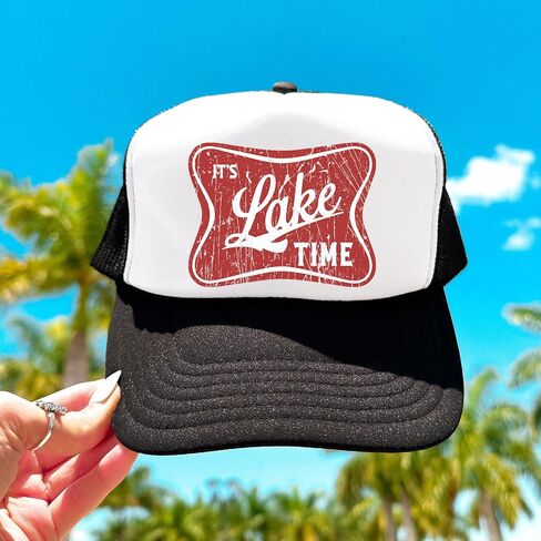 إنه Lake Time Summer Classic 5 لوحة Foam Foam Mesh Mesh Snap Backer Trucker Hat in Kuwait