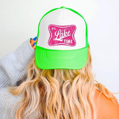 إنه Lake Time Summer Classic 5 لوحة Foam Foam Mesh Mesh Snap Backer Trucker Hat in Kuwait