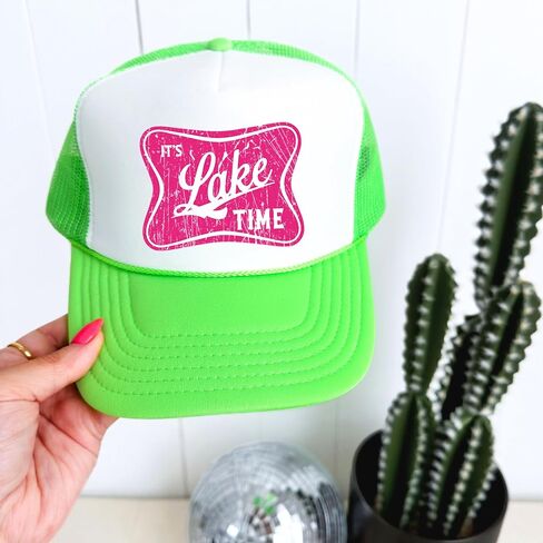 إنه Lake Time Summer Classic 5 لوحة Foam Foam Mesh Mesh Snap Backer Trucker Hat in Kuwait