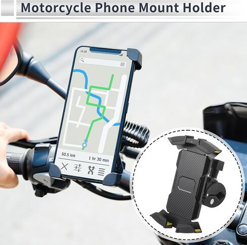 Motoforti Motorcycle Phone Mount Holder Motorbike Mobile Phone Holder for Handlebar Mount Fits 4.7"-6.8" / 119.38-172.72mm Smartphones in Saudi Arabia