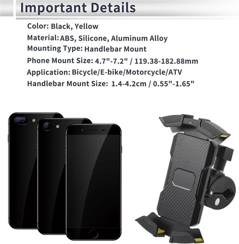 Motoforti Motorcycle Phone Mount Holder Motorbike Mobile Phone Holder for Handlebar Mount Fits 4.7"-6.8" / 119.38-172.72mm Smartphones in Saudi Arabia