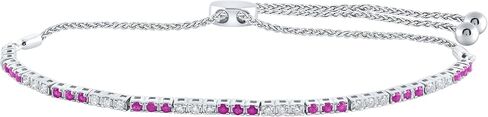 Jewels By Lux 14K Yellow Or White Or Rose Gold Womens Round Ruby Diamond Bolo Bracelet in Saudi Arabia