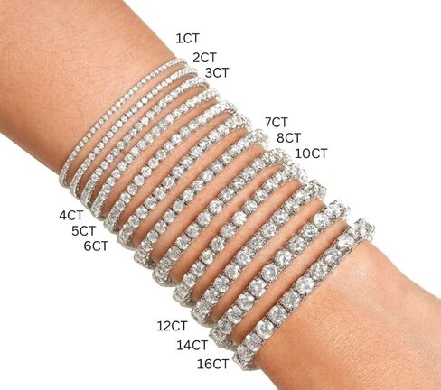 The Diamond Deal 1.00 to 16.00 Carat Round Lab-Grown Diamond 3-Prong Classic Tennis Bracelet 7 Inch in 14k Yellow, White or Rose Gold With Box Lock Closure in Kuwait