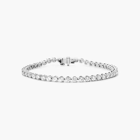 The Diamond Deal 1.00 to 16.00 Carat Round Lab-Grown Diamond 3-Prong Classic Tennis Bracelet 7 Inch in 14k Yellow, White or Rose Gold With Box Lock Closure in Kuwait